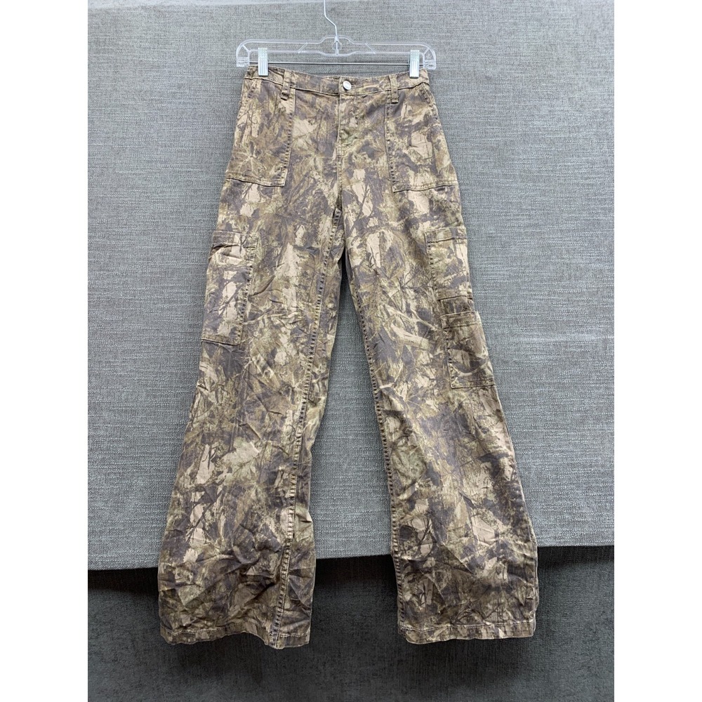 No Boundaries Cargo Hunting Pants Womens XS Brown Camo Print Hiking Straight Leg
